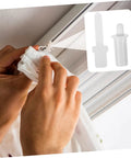 Hand installing Shutter Replacement Pins And Plunger Bolts For Window Screens Feature Heavy Duty Design with a white shutter.