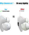 Comparison of Top Notch Replacement Ear Tips For Apple Airpods Pro 1St And 2Nd Generation fitting securely vs loosely.