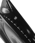 Close-up of Rock Solid 6X6 Inch Swivel Plates for Bar Stools showing smooth black steel finish and edge detailing.