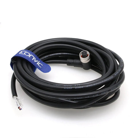 M12 4 Pin Female Right Angle Aviation Sensor Connector Cable A Code Shielded Gold Plated Contacts 8M coiled view