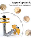 Tongue And Groove Router Bit Set With 1/2 Inch Shank T-Shape 3 Teeth Wood Milling Cutter for Cabinets, MDF, and Plywood.