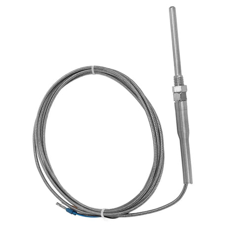 PT100 Temperature Sensor Probe In Stainless Steel, Industrial Thermocouple For Temperature Control And Monitoring, 58 To 752 Fahrenheit Range, Plug-And-Play Install And Durable For Equipment Testing, coiled cable view