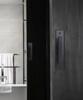 Bathroom with 2 Pack Black Barn Style Door Pulls With Plate Punch Free 7 Inch Closet And Drawer Handles displayed on sliding door