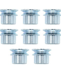 Hardcore 8 Piece Set 5/8 To 1/2 Inch High Misalignment Spacer Heims Zinc Plated Steel Rod End Joints arranged in a grid.