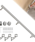 Premium Stainless Steel Bar Foot Rail Kit Includes Heavy Duty Wall Mount Brackets and components for easy installation.