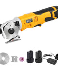 Heavy Duty Cordless Electric Scissors With Safety Switch For Cutting Cardboard Boxes, featuring lithium battery and HSS blades.