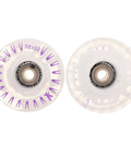 2 Pack LED Roller Skate Wheels with Bearings for Quad Skates and Skateboards, 58x32mm, clear design with purple accents.