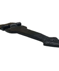 Two 7 Inch Beveled Arrow Decorative Iron Hinges, shown in black finish with mounting screws, for doors, gates, cabinets, and barns.
