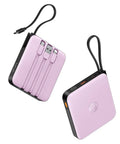 Keep Your Gadgets Juiced 10000mAh Power Bank With Four Built In Cables Fast Charging Portable Battery Pack In Bold Purple.
