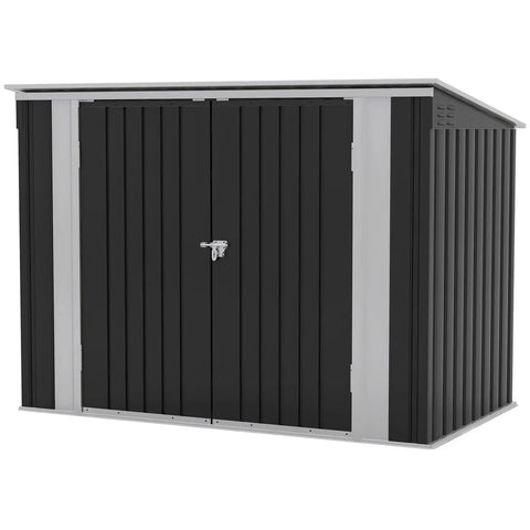 6 X 3 Ft Horizontal Metal Shed With Double Lockable Doors, Easy Lift Hinges And Sloping Roof, Perfect For Trash Cans, Garden Tools