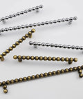 Assorted vintage brass cabinet pulls with bead detail, zinc alloy durable handles, antique look, center-to-center about 5 inches