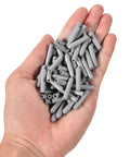 Hand holding 150 Pcs Dishwasher Rack Prong Repair Caps Anti Slip End Tips For Tines, Durable PVC Protectors, Gray Finish