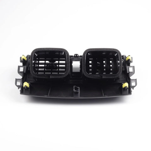 Center dash A/C vent panel with dual rectangular vents; black plastic with foam seals and yellow mounting clips