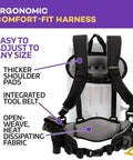 Heavy Duty Commercial Backpack Vacuum With Slick HEPA Media Filtration And Killer Restaurant Tool Kit's ergonomic harness with adjustable straps.