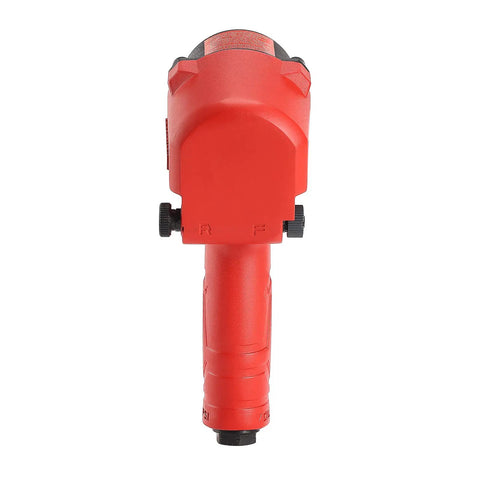 Rear view of Half Inch Air Impact Wrench With 400 Ft Lbs Torque, Heavy Duty All Metal Build, Variable Power Settings, red handle