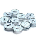 Rugged Zinc Alloy Cam Connectors Designed For Zero Hassle Woodworking Assembly In A Ten Piece Kit Sized At 25 mm for cabinets, stacked view.