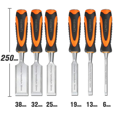 Four Piece Wood Chisel Set For Woodworking With Heat Treated CRV Steel Blades And Sharp Edges, Sizes One Quarter To One Inch