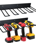Heavy Duty Drill Storage Rack 2 Pack Wall Mounts That Hold Four Drills, Metal Construction For Garage And Workshop Organization, Easy Mount