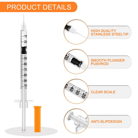 Disposable Syringe Kit With 30 Gauge Five Sixteenths Inch Needle 1 Milliliter Capacity 30 Individually Wrapped Per Pack Leak Proof Plunger Clear Unit Markings For Precise Dosing Pro Grade Lab Work with clear scale and needle tip