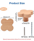Top Shelf Four Leaf Wooden Drawer Knobs Pack Of Twelve Heavy Duty Natural Beech Wood Cabinet Pulls With Screws size and dimensions