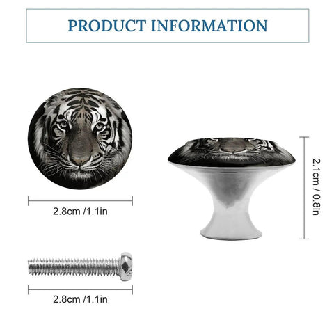 Round Stainless Steel Cabinet Knobs With Screws For Dresser Kitchen And Bathroom Rust Resistant Drawer Knob Single Hole Pull Boss Modern Closet Hardware Easy Install, 1.1in tiger design