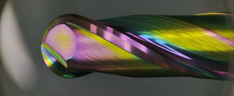 Close-up of an Extra Long Ball Nose End Mill With DLC Coating For CNC Milling And Carving 2 Flute Tungsten Carbide Router Bit