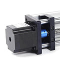 Smooth Ball Screw Linear Guide Rail Motion System With Precise Rock Solid Movement For Industrial Automation Including A 100mm Diameter Stepper Motor For High Torque And Reliable Positioning, black stepper motor on linear rail