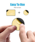 Street Tested Metal Plates For Magnetic Phone Mounts 4 Pack With Heavy Duty Adhesive showing peel and stick application technique.