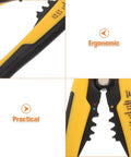 Kickass Heavy Duty Auto Wire Stripper And Crimping Pliers Pro Gear For Electricians Rapid Line Stripping multi-function tool showing ergonomic yellow grip and cutting edges.