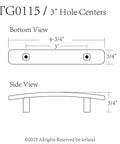 Diagram of Bridged Drawer Cabinet Pulls Antique Brass With Antique Peony Solid Cast Pattern Six Pack Three Inch Hole Centers