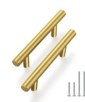 Brass Gold Cabinet Pulls 30 Pack For Kitchen Bath Bedroom, 3 Inch Hole Center Drawer Handles, Modern Bar Style, Brushed Finish