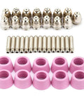 Top Grade 40 Piece Plasma Cutter Consumables Set With Ceramic Cups, Electrodes And Nozzles For Cut60 Lgk60 60 Amp Machines parts including nozzles and cups