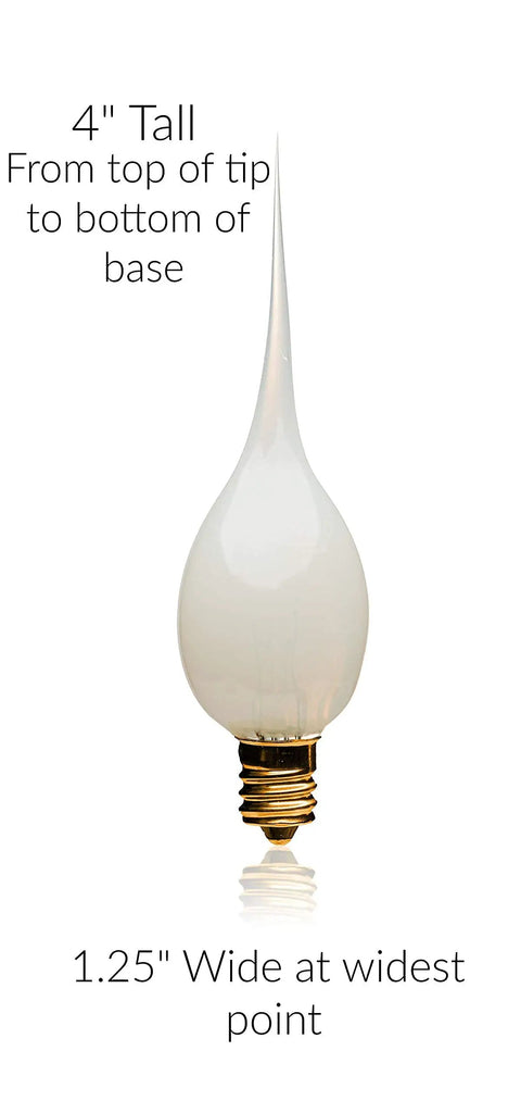 Silicone Dipped Candle Bulbs For Candle Lamps And Window Candles, 7 Watt Cozy Glow, E12 base, C7 shape, white flame, 4-inch tall