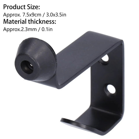 Rock Solid Stainless Steel Door Stopper With Hook, Wall Mounted Door Bumper For Home And Office, Black Finish, side view