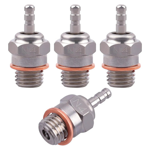Beefy Medium Hot Glow Plug No Four For Nitro RC Engines Replacement Spark Plug For One Eighth And One Tenth Scale Cars Trucks And Buggy Pack Of Four