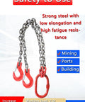 Beefy 2 Ton Grade 80 Alloy Steel Chain Sling 5 Ft Long 2 Leg With Sling Hooks, safety features for industrial lifting