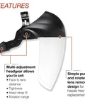 OMNIShield Professional Face Shield With Premium Headgear High Density Clear Polycarbonate Lens side view with adjustments