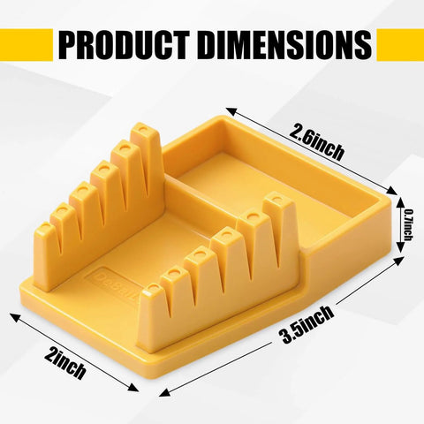 Wire Soldering Holder With Heat Resistant Silicone Stand And Five V Shaped Grooves Plus Storage Tray And Helping Hands For Welding Fixtures Designed For 32AWG To 7AWG Wires Yellow, front view with dimensions