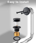 Top Shelf All Metal Bathtub Drain Stopper Kit Featuring Tip Toe Kick Down Plug And Universal Two Hole Overflow Faceplate crafted tough installation parts shown.