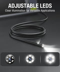Dual Lens Inspection Camera With 5 Inch IPS Screen And LED Light Dope HD Borescope Endoscope showing adjustable LED light