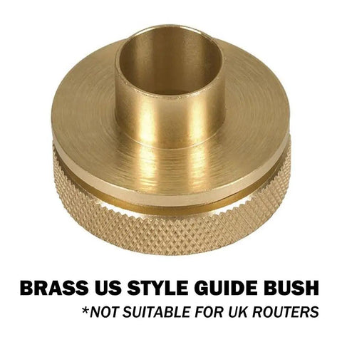 Brass US style guide bush for plunge routers, compatible with Dead On Mortise And Tenon Jig For Plunge Routers.
