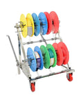 Heavy Duty Wire Spool Rack With Rolling Casters, Pro Grade Cable Organizer And Dispenser, Six Rods For Electrical Industrial And Retail Use