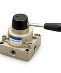 Pneumatic Hands-On Lever Valve With Rotary Positioner For Manual Control, Three Position Four Way Valve With Quarter Inch Ports