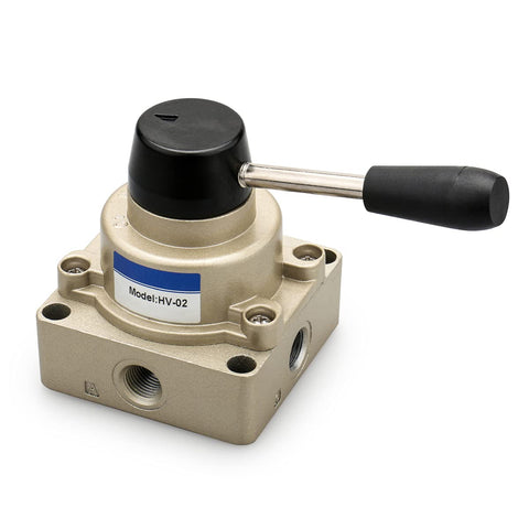 Pneumatic Hands-On Lever Valve With Rotary Positioner For Manual Control, Three Position Four Way Valve With Quarter Inch Ports