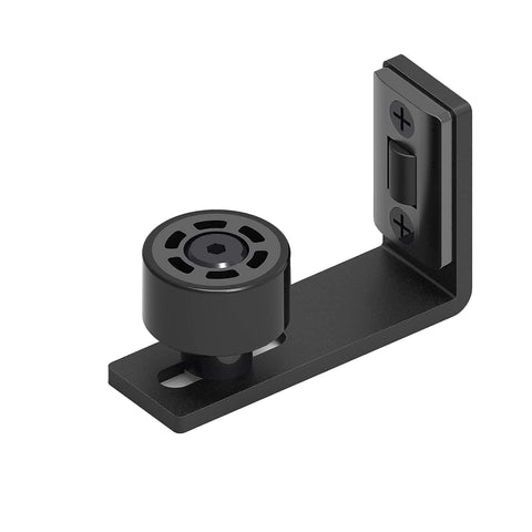 Sliding Barn Door Floor Guide With Adjustable Wall Mount And Bottom Double Nylon Rollers, Black Heavy Duty Steel Frame