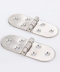 6-Piece Stainless Steel Flush Mount Cabinet Door Hinges, Semicircle Design, 80x30x2 Mm, showing two hinges on white background