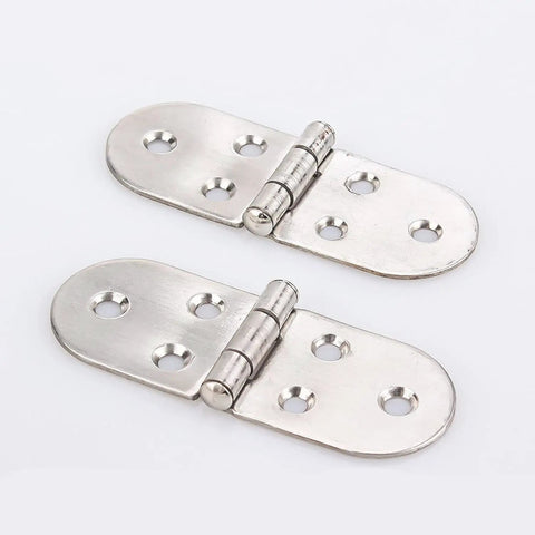 6-Piece Stainless Steel Flush Mount Cabinet Door Hinges, Semicircle Design, 80x30x2 Mm, showing two hinges on white background