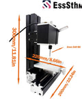 EssSthmy 36W All-Metal Mini Drill Press Lathe With 20000 RPM High Precision For Wood, Soft Metal, And Plastic, showcasing 2mm drill bit and dimensions.