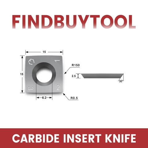 Carbide Insert Set For Helical Cutter Heads 15x15x2.5mm 30 Degree R150 4R0.5 10 Pack Woodworking Replacement Blades