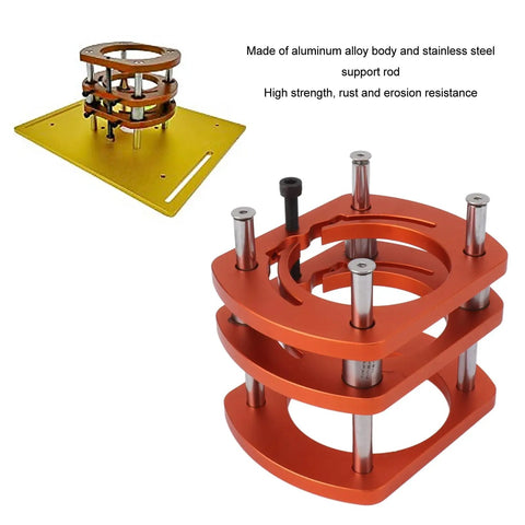 Heavy Duty Pro Grade Router Lift Base Aluminum Alloy Kit With Four Jaw Clamping Router Table Insert Plate Lifting System For Woodworking Engraving And DIY Projects On Small Trimming Machines, aluminum alloy lift base, insert plate